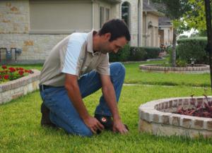 Jack is part of of our sprinkler repair in Farmers Branch and he is installing a new head